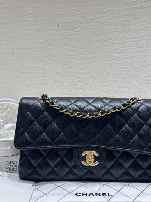 HB20432 Chanel new condition caviar classic flap bag medium 2024 full set