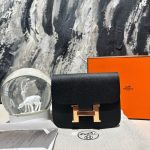 HB12860 Hermes Constance Slim Black Gold wallet