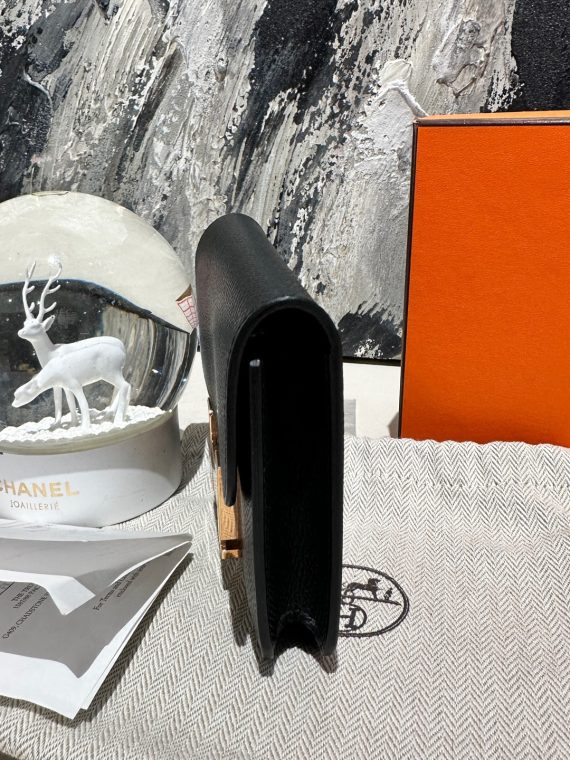 HB12860 Hermes Constance Slim Black Gold wallet
