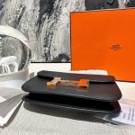 HB12860 Hermes Constance Slim Black Gold wallet
